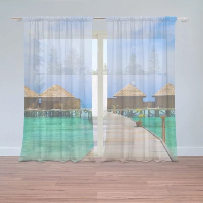 Sablio Záclony Bungalovy na moři: 2ks 150x250cm – Hledejceny.cz