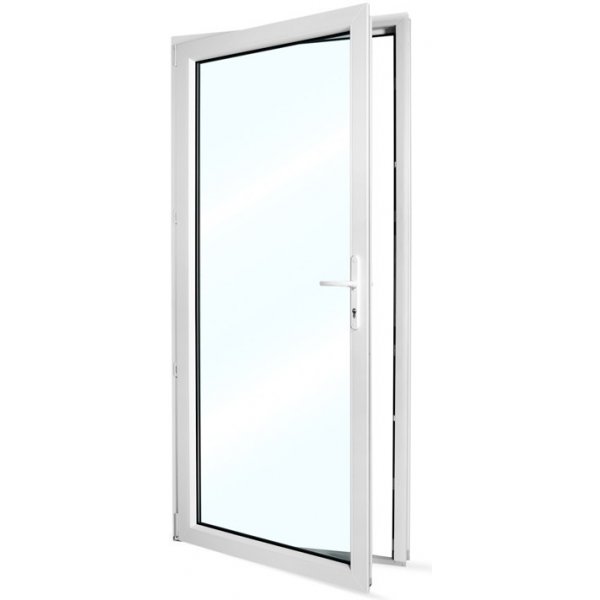 SkladOken.cz vedlejší vchodové dveře jednokřídlé 98 x 208 cm, prosklené, bílé, LEVÉ