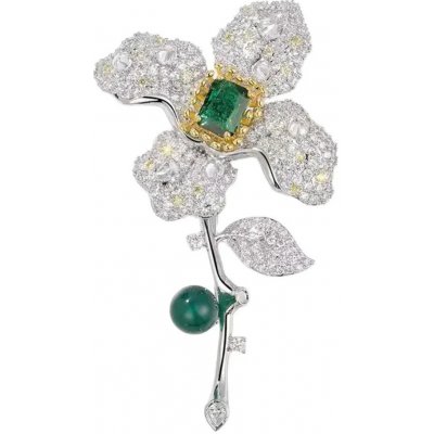 Amparo Miranda Brož Flower AM618 green – Zboží Dáma