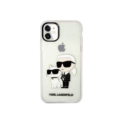 Pouzdro Karl Lagerfeld IML Glitter Karl and Choupette NFT na Apple iPhone 11 průhledné