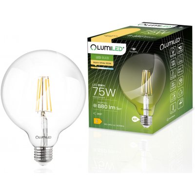 Lumiled LED žárovka E27 G95 8W = 65W 880lm 3000K Teplá bílá 360° – Hledejceny.cz