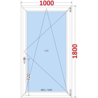 SMART Plastové okno 100x180, Otevíravé a sklopné