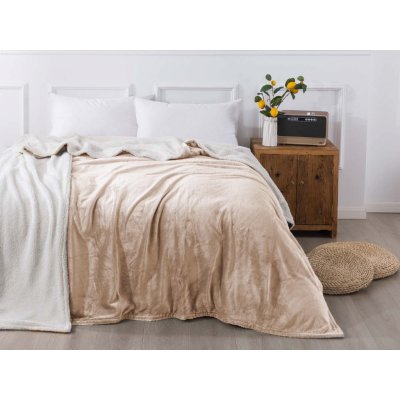 XPOSE Dětská mikroplyšová deka Exclusive s beránkem bílá káva – Zboží Dáma