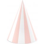 PartyDeco.pl Párty čepičky pruhované SVĚTLE RŮŽOVÉ 6 ks – Zboží Dáma