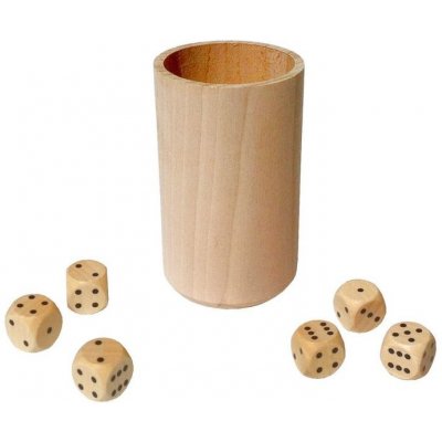 Hrací kostky s dřevěným kelímkem – Zboží Mobilmania