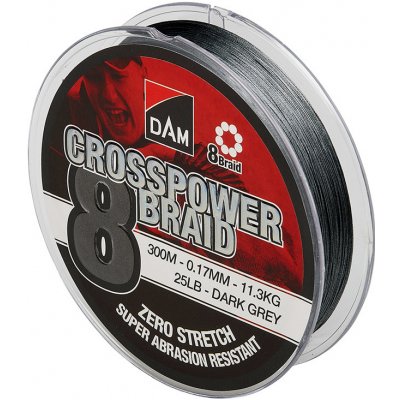 DAM šňůra Crosspower 8-Braid Dark Grey 300m 0,20mm – Zboží Mobilmania