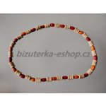 Bizuterka-eshop.cz dřevěné korálky na krk smetanovo černo oranžové BZ-07031 – Zboží Dáma