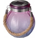 LED Lucerna sklo 110x110x120mm solární na zavěšení, mix barev – Zboží Dáma