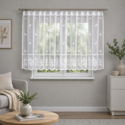 Dekorační žakárová záclona s řasící páskou RAMSES 120 bílá 300x120 cm MyBestHome – Hledejceny.cz