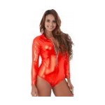 Bdsm-Bondage-Shop Sexy metalické teddy s bílým zipem YS164 Červená – Zboží Dáma