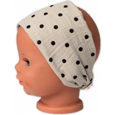 Baby Nellys Letní čelenka bandana mušelín Puntík cappuccino – Zboží Dáma