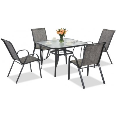 Garden Point Modena pro 4 osoby se čtvercovým stolem šedý – Hledejceny.cz