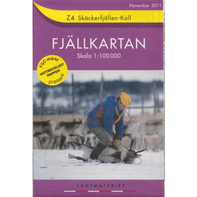 Skäckerfjällen, Kall Z4 1:100t turistická mapa (Švédsko) – Zboží Mobilmania