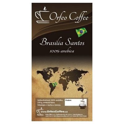 Orfeo coffee Brasil Santos 100% arabika 250 g – Zboží Mobilmania