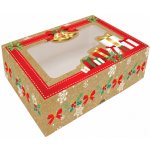 Vánoční krabice na cukroví Alvarak Hnědá s dárky a zvonky 23 x 15 x 5 cm – Hledejceny.cz