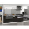 Kuchyňská linka Belini Laurentino 180 cm bílý lesk / černý lesk s pracovní deskou