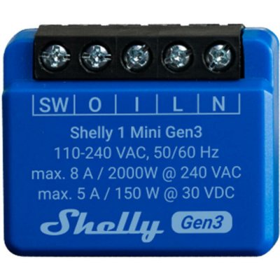 Shelly 1 Mini Gen3 spínací modul 1x 8A (WiFi, Bluetooth) SHELLY-1-Mini-Gen3 – Zboží Živě