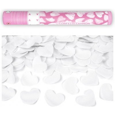Partydeco VYSTŘELOVACÍ KONFETY srdíčka bílá 40cm – Zboží Dáma