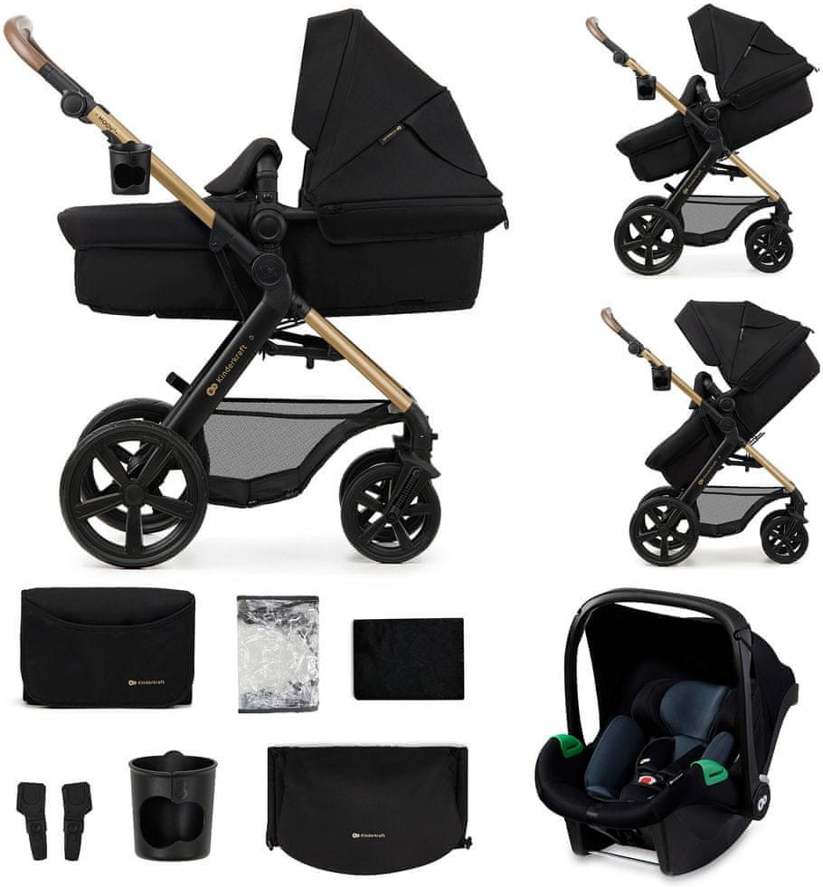 Kinderkraft MOOV 2 3IN1 Pure Black EVA WHEELS 2024