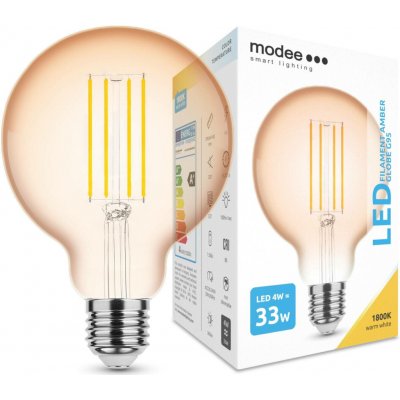 Light for home LED žárovka Jantarová skleněná koule Filament Amber Globe G95 4W E27 320° 1800K 360 lumen – Hledejceny.cz