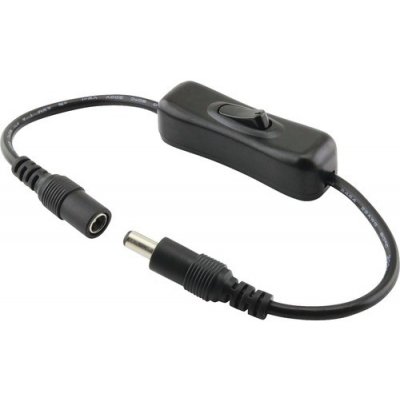 FK Technics Kabel s vypínačem a konektory černý DC 5,5 x 2,1 mm, 2 x 15 cm – Sleviste.cz