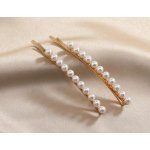 B-TOP Sada dlouhých perlových sponek do vlasů 2 ks Druh barvy: Zlatá růžová – Zboží Dáma