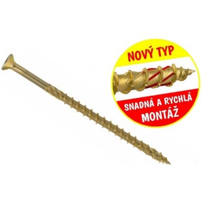 Konstrukční vrut do dřeva KLIMAS 5x90 TORX zápustná hlava TX25 žlutý Zn (200 ks v balení) – Zboží Mobilmania