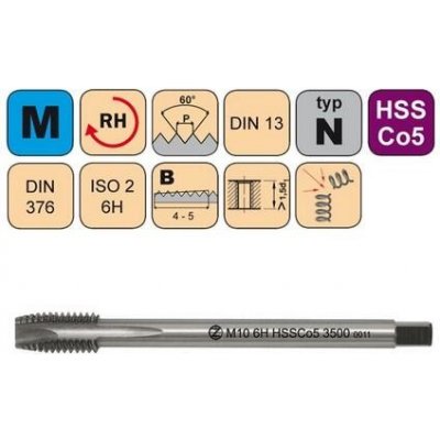 NÁSTROJE CZ Závitník strojní M33x1,5 ISO2 HSSCo5 DIN 374 B - 3500 - CZZ3500-M33X1,5-ISO2 – Zboží Mobilmania
