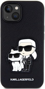 Pouzdro Karl Lagerfeld PU Saffiano Karl and Choupette NFT iPhone 14 černé