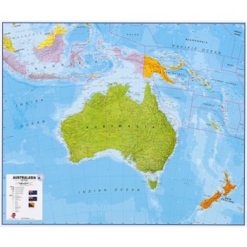 Maps International Austrálie a Oceánie - nástěnná politická mapa 120x100 cm Varianta: bez rámu v tubusu, Provedení: laminovaná mapa v lištách