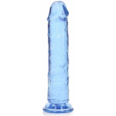 RealRock Crystal Clear Realistic 7 modré dildo s přísavkou 20 x 3,8 cm