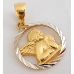 Klenoty Budín Zlatý gravírovaný andělíček z bílého a žlutého zlata HK3049 – Zboží Dáma