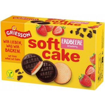 Griesson Soft Cake piškoty s čokoládovou polevou jahodovou náplní 300 g