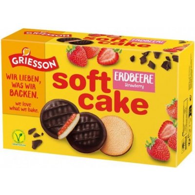 Griesson Soft Cake piškoty s čokoládovou polevou jahodovou náplní 300 g – Zboží Dáma