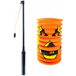 Lampion HALLOWEEN 15 cm se svítící hůlkou 39 cm