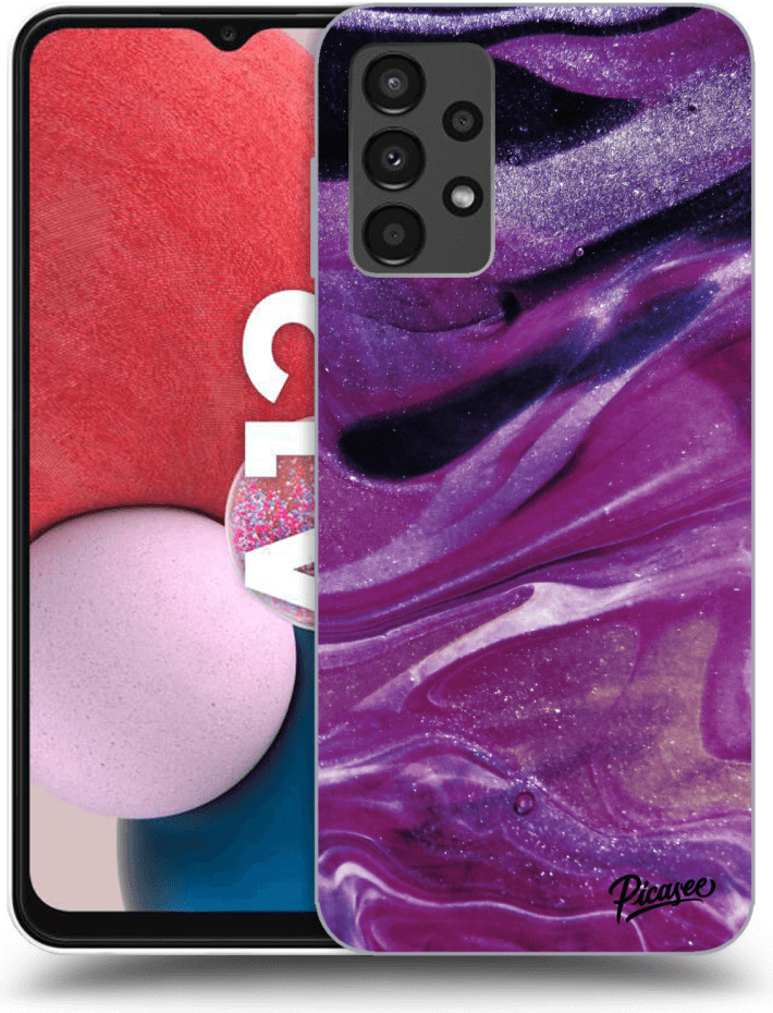 Pouzdro Picasee silikonové Samsung Galaxy A13 A135 4G - Purple glitter čiré