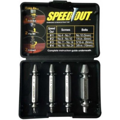 Speed Out - vytahovač stržených šroubů a vrutů - sada 4 velikostí – Sleviste.cz
