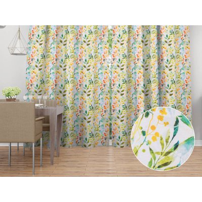 Biante Dekorační závěs PML-066 Zelené pnoucí lístky na bílém 145x170 cm – Hledejceny.cz