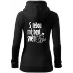 S tebou mě baví svět dámská mikina trendy zipper s kapucí Černá – Hledejceny.cz