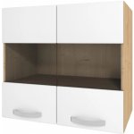 DECODOM Skřínka horní Merida H 80, 2-dvéřová, prosklené dveře, dub arlington/bílá – Zboží Dáma