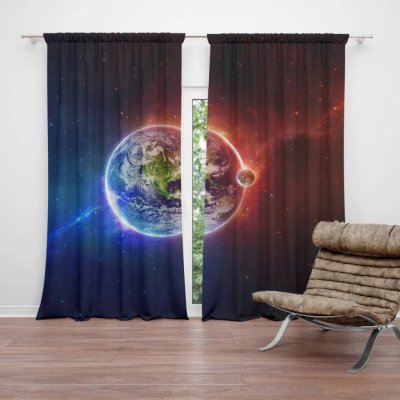 Závěsy Planeta Země: 2 ks - 140x250 cm - Sablio – Hledejceny.cz
