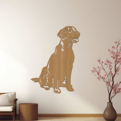 dřevo života Dřevěný obraz psa Flat coated retriever Rozměry (cm): 30x40, Barevný vzor: Buk – Zboží Mobilmania