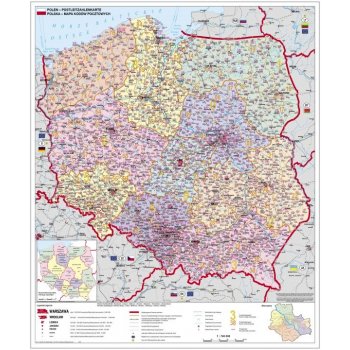 Freytag & Berndt Polsko - nástěnná mapa PSČ 100 x 140 cm Varianta: bez rámu v tubusu, Provedení: laminovaná mapa v lištách