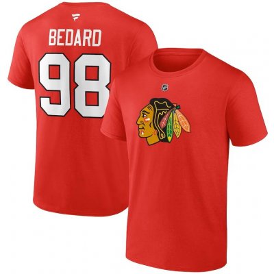 Fanatics pánské tričko Connor Bedard #98 Chicago Blackhawks Draft 2023 Stack Logo Name & Number Red – Zboží Mobilmania