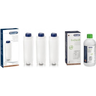 DeLonghi Sada DLS C002 vodní filtr 3 ks + EcoDecalk 500 ml – Zboží Mobilmania