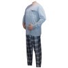 Pánské pyžamo Xcena pánské pyžamo dlouhé káro kalhoty modré
