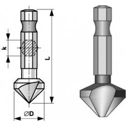 Bučovice Tools Kuželový záhlubník tříbřitý 90° bit D6,3 HSS - BU844-063