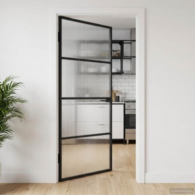 OMAXI Domovní dveře 102 x 201,5 x 3,5 cm Hliník a tvrzené sklo 397910 – Hledejceny.cz
