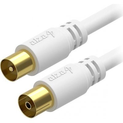 AlzaPower Core Coaxial IEC (M) - IEC (F) pozlacený konektor 5 m bílý APW-CBCTVMF05B