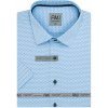 Pánská Košile AMJ pánská bavlněná košile krátký rukáv regular fit VKBR1286 světle modrá s křížky